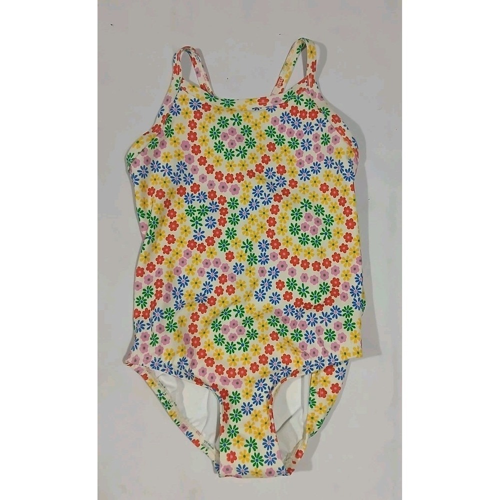 NWOT Hanna Andersson One-Piece Swimsuit Size 110 5 Swirly Floral Beach Summer